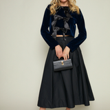 SISTER BLOOM: Brynn Navy Velvet Bow Front Top