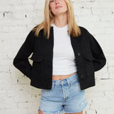 Aviva Black Cropped Denim Jacket