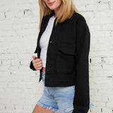 Aviva Black Cropped Denim Jacket