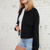 Aviva Black Cropped Denim Jacket