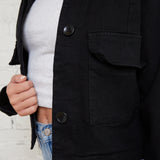 Aviva Black Cropped Denim Jacket