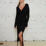 Florence Knit Black Long Sleeve Midi Dress