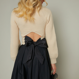 Pipa Bow Back Cropped Sweater