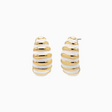 Gold & Enamel Curved Stud Earrings