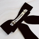 Velvet Double Fold Bow Hair Clip - Black